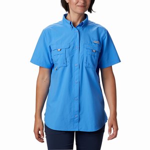 Columbia PFG Bahama™ Shortärmad Skjorta Dam Blå (TUWYZ4895)